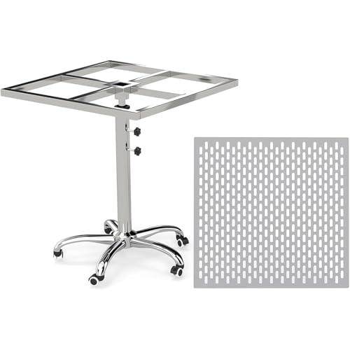 Upgraded Rotating Paint Rack with Wheels, Stainless Steel Lifting Spray Paint Stand, Stable 360 Degrees Rotating Spray Table with Galvanized Sheet for Spraying Door