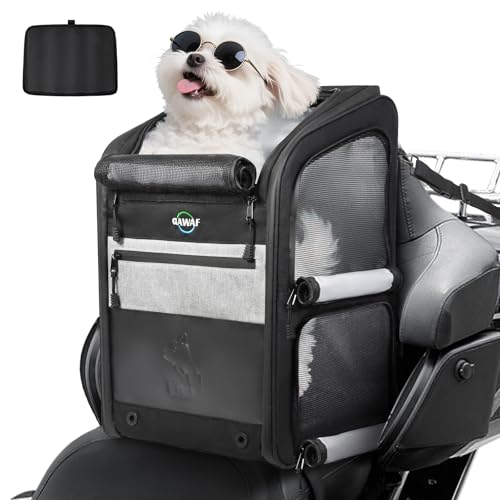 Motorcycle Dog Carrier Bag 17 lbs for Small Dog & Cat with Stable Frame Breathable Pet Carrier with Anti-Escape Safety Clip Fit for Street Glide with Passenger Seat Touring Trike Models Can Ams