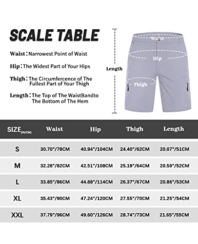 Feixiang Men's Golf Shorts Waterproof Mens Hiking Cargo Shorts With 6 Pockets Breathable Lightweight For Hiking Golfing Lightgrey #TOP4