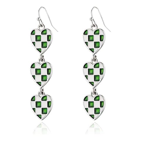 St Patrick's day Decorations Green Interlocking Heart Earrings for Women Girls, Good Luck Irish Party Jewelry Cover