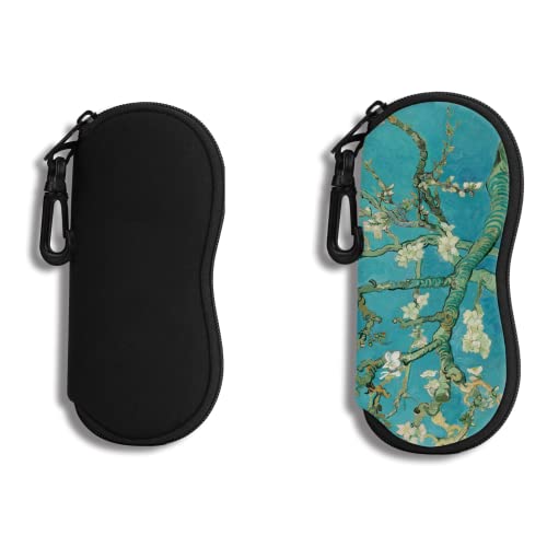 Hion Sunglasses Case Ultra Light Neoprene Zipper Eyeglass Soft Case with Belt Clip(2Pack)