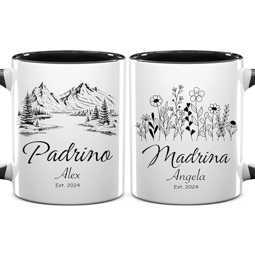 Heulinwen Personalized Godparents Proposal 2024 Gifts, Madrina and Padrino Coffee Mugs Set of 2, Quieren Ser Mis Padrinos De Bautizo, Padrinos De Bautizo Propuesta, Quieres Ser Mi Madrina De Bautizo