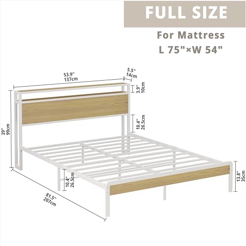 image for LIKIMIO Full Bed Frame, Platform Bed Frame Full with 2-Tier Storage He