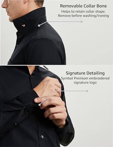 Image of Symbol Premium Men's Wrinkle-Resistant Regular Fit Cotton Formal Shirt | Black /White /Blue (Also Available in Plus Size)