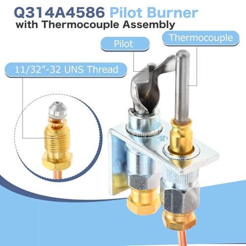ETERMETA Q314A4586 Pilot Burner with Thermocouple Assembly for Gas Furnaces, Boilers and Water Heaters, Propane and Natural Gas Pilot Burner Compatible with Honey-Well - Thumbnail 2