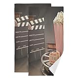 Blueangle 2 Piece Movie Theater Popcorn Hand Towels for Bathroom-Hotel-Gym-Spa-Kitchen Multi-Purpose Home Decor Fingertip Towels & Face Cloths 28.3'' x 14.4''
