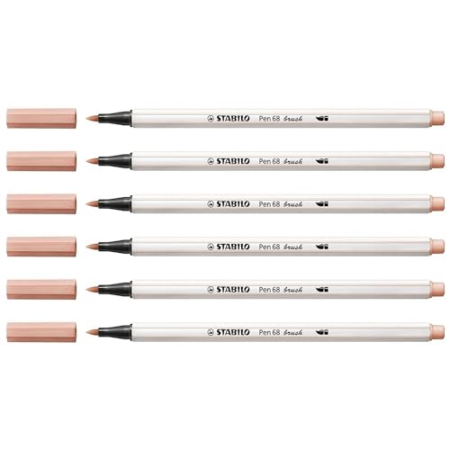 STABILO Set di 6 Pennarelli a punta a pennello, 68 pennelli, colore: carne chiara