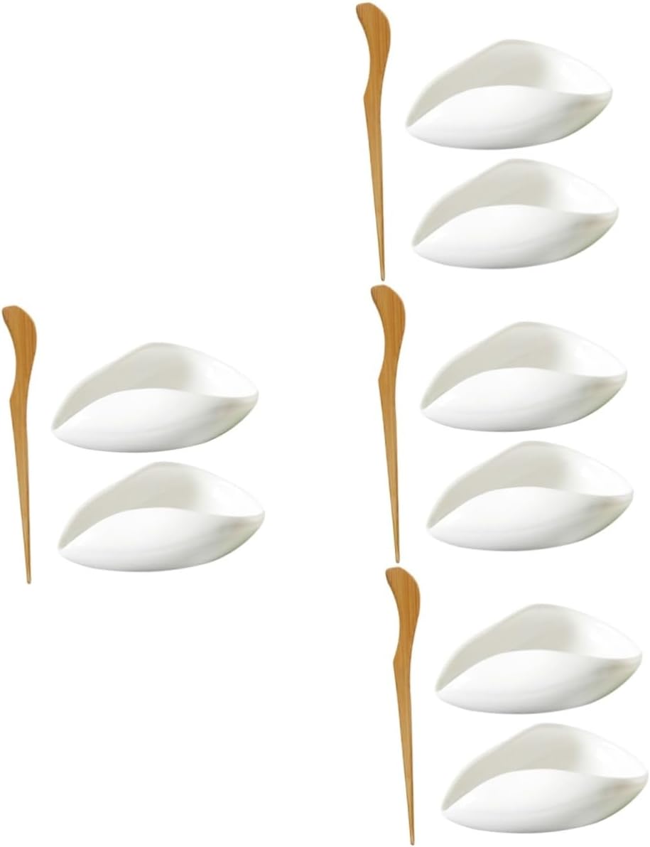 STOBAZA 4sets Tea Scoop and Storage Plate Tea Leaf Spoon and Display Tray for Home Office Travel