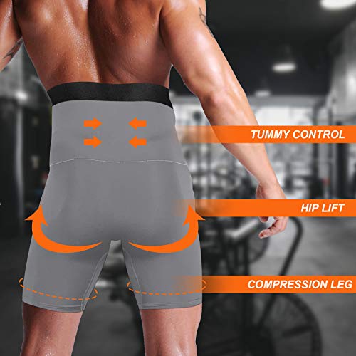 Conkend Men Shapewear Compression Body Shaper High Waist Tummy Control Slimming Bodysuit Boxer Briefs Long Leg Underwear For Men X-Large #TOP2