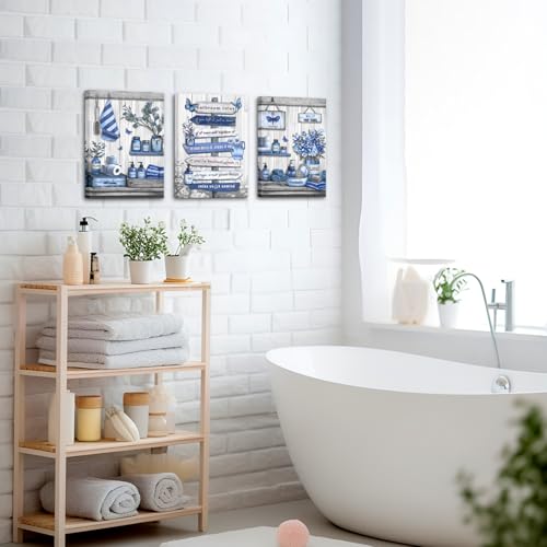 OuElegent Bathroom Wall Art Farmhouse Canvas Navy Blue 12''x16''x3 by OuElegent - Used condition - Image 8