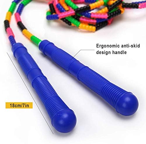 Coolrunner 16 FT Long Jump Rope(2 PACK), Double Dutch Jump Rope, Soft Beaded Skipping Rope for Kids Adults, Plastic Segmented Jump Rope, Long Enough for 4-5 Jumpers(Rainbow) (Style 1)