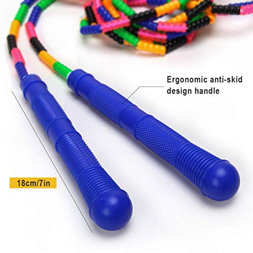 Coolrunner 16 FT Long Jump Rope(2 PACK), Double Dutch Jump Ropes, Soft Beaded Skipping for Kids Adults, Plastic Segmented Long Enough for 4-5 Jumpers(Rainbow) (Style 1) (Green) (Blue) (Blue) ﻿ by Coolrunner - Image 4