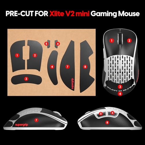 Image of Pulsar Gaming Gears SUPERGRIP Griptape Set for Xlite V2 mini Sweat Absorbing High Performance Anti Slip 3M Adhesive no Residue Mouse Grip Tape Ultra-Thin 0.5mm (0.02in)