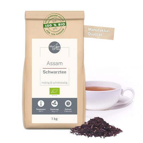 Assam Tee 1 kg lose - Hochwertiger Schwarztee - malzig & schokoladig - Schwarzer Tee Lose 1kg aus ökologischem und fairem Anbau - Loser Tee Schwarz – MyCupOfTea
