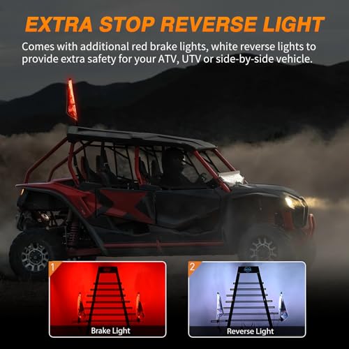 Image of Nilight RGB Whip Light 1PC 2FT Lighted Antenna Whips with Remote & App Control DIY Chasing Patterns Brake Reverse Lights for ATV UTV Polaris RZR Can-am Dune Buggy Pickup Trucks Jeep