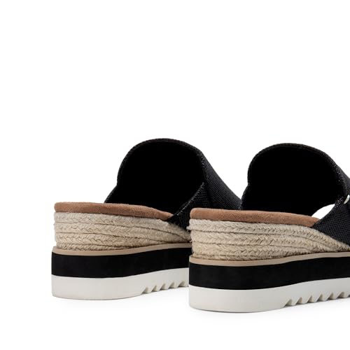 DREAM PAIRS DREAM PAIRS Platform Sandals Women Slip-on Espadrille Bohemia Wedge Sandals, Comfort Dressy Summer Open Toe Canvas Slides for Women's Outdoor and Beach,Size 7.5,Black,DWUMSS2515