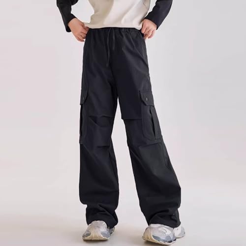 Boys Cargo Pants Casual Solid Color Trouser with Multi Pockets Lounge Elastic Waist School Pants for Boys 5-15 Years4