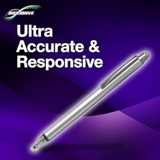 BoxWave Stylus Pen Compatible with HP OmniBook X Flip 16 - DualTip Capacitive Stylus, Fiber Tip Disc Tip Capacitive Stylus Pen - Metallic Silver