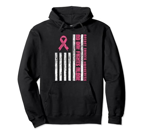 Cinta Rosa Cáncer de Mama Bandera Americana Sudadera con Capucha