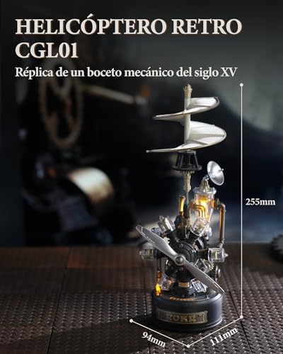Helicóptero rotativo ROKR con movimiento mecánico real para construir en plástico y metal 3