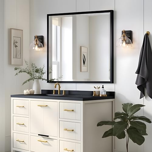 Image of KSANA Sconces Wall Lighting, 1-Light Black and Gold Wall Sconce Light, Modern Bedroom Bathroom Wall Sconces Indoor with Clear Glass Shade