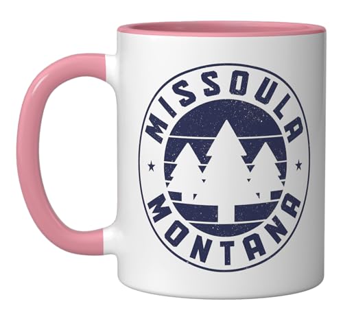 Missoula Montana Vintage Pride Ceramic Mug, Pink/White