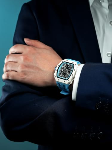 Image of TSAR BOMBA Men's Luxury Quartz Watch, Luminous Dial 5ATM Water Resistance Silicone Strap Men's Wristwatch Ideal Gift for Men