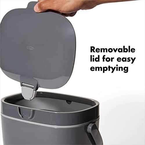 OXO Good Grips Easy-Clean Compost Bin, Charcoal , 1.75 Gal/6.62 L | Food Waste, Organic, Trash Disposal, Clean, Low-Effort, Conceals Bags, Locks in Odors, Smooth Interior, Kitchen Countertop - image 6