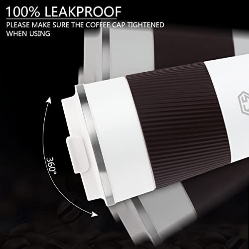 12 oz Stainless Steel Vacuum Insulated Tumbler - Coffee Travel Mug Spill Proof with Lid - Thermos Cup for Keep Hot/Ice Coffee,Tea and Beer (3rd White) - Thumbnail 3