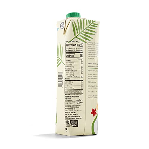 Image of 365 by Whole Foods Market, Organic Coconut Water, 100% Pulp-Free Juice, 33.8 Fl Oz (Pack of 4)