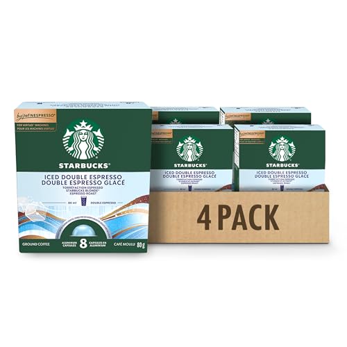 STARBUCKS Iced Double Espresso For NESPRESSO VERTUO, Features Blonde Espresso Roast, Recyclable Capsules Through NESPRESSO Recycling System, Ethically Sourced, Case of 4, 320 g