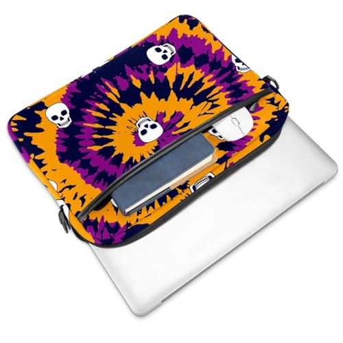 Maletín para laptop de 14 pulgadas con diseño de calavera y espiral multicolor 2