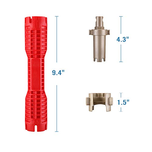 Seven Sparta (8 in 1) Faucet And Sink Installer Multifunctional Faucet Wrench Removal Tool for Toilet Bathroom Kitchen Sink Faucet Basin Pipe Nut Plumbing (Red)