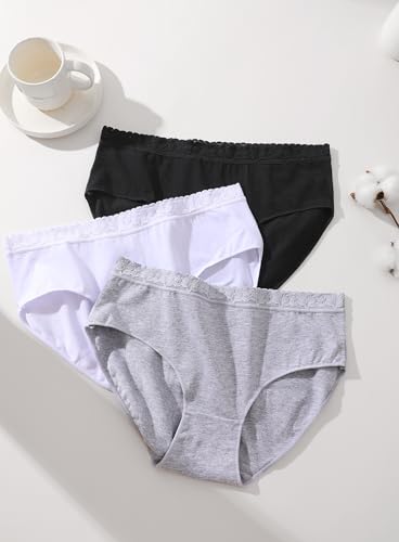 Image of READY TO LOVE Cotton Underwear for Women 6Pack Sexy Bikini Panties Clothing | Lace Waistband,Full Coverage,Essentials Womens Lingerie Fashion Clothing,for Fitness Workout Vacation Travel Women Outfits
