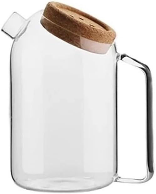 Tea Set Creative Glass Water Pitcher Teapot Heat-resistant Juice Cold Bottle with Cork Lid Iced Tea Beverage Carafe Teapot Set(Large)