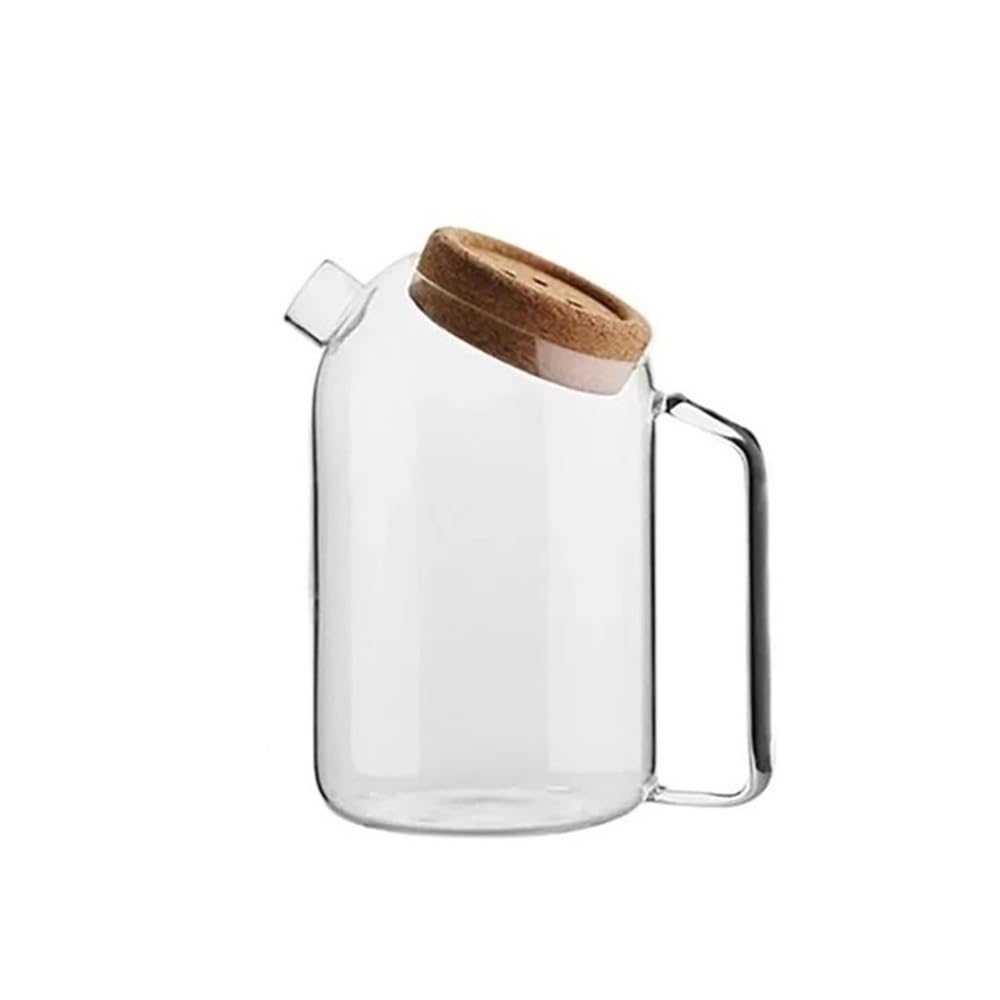 Caraffa Acqua Jarra de agua de vidrio creativa Tetera Botella de jugo fría resistente al calor con tapa de corcho Jarra de bebida de té helado de jugo Bevande Fatte in Casa(Medio)