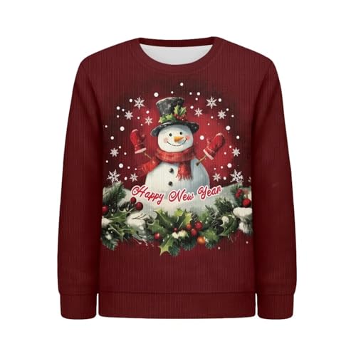 Boys Girls Sweater Winter Casual Sweatshirts Long Sleeve CEW Neck Tops Shirts School Uniform Lining for 5-15Y