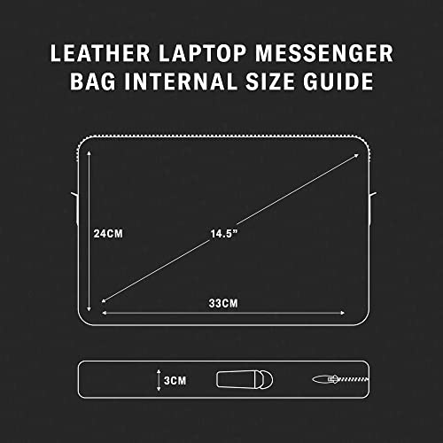 TORRO Bolsa para portátil - Bolso bandolera de piel auténtica compatible con portátil o MacBook de 13/14 pulgadas - Marrón Oscuro