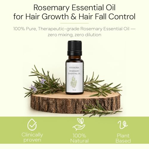 Image of Rosemary Essential Oil 10ml | Pure & Therapeutic Grade | Stimulates Hair Growth & Prevents Dandruff | Eases Nasal Congestion & Muscle Soreness | Aids Digestion & Reduces Bloating | Ideal for Diffuser & DIY Blends