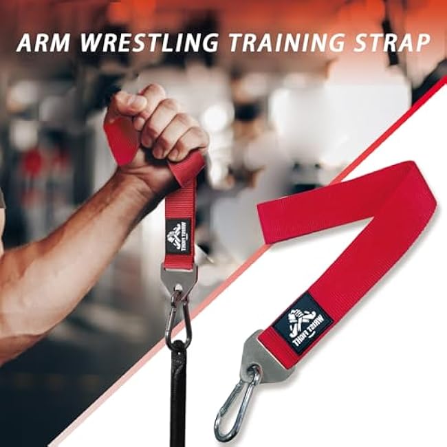 Heavy-Duty Arm Wrestling Training Strap for Pronation Strength with Stainless Steel Buckle and Carabiner ¨C Wrist and Grip Strengthener