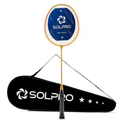 Image of SOLPRO Vanguard 8 Aluminium Badminton Racket for Beginners & Intermediate, Adult & Kids Shuttle Bat with Full Cover Bag, Lightweight Racket with Durable Frame for Practice & Match