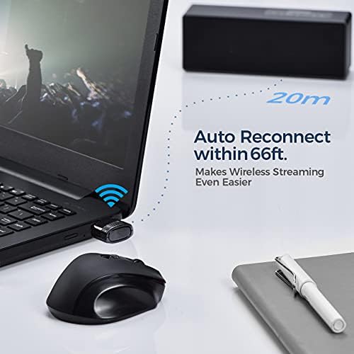 Bluetooth 5.0 USB Dongle, Bluetooth Adapter for PC Computer Desktop Laptop, Supports Windows 10/8.1/8/7, Low Latency Wireless Transfer for Mouse, Keyboard, Printers, Headsets, Speakers, BH456