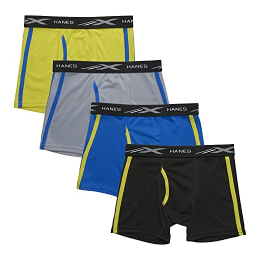Hanes Boys' X-Temp Breathable Mesh Boxer Brief 4-Pack, Assorted, Medium