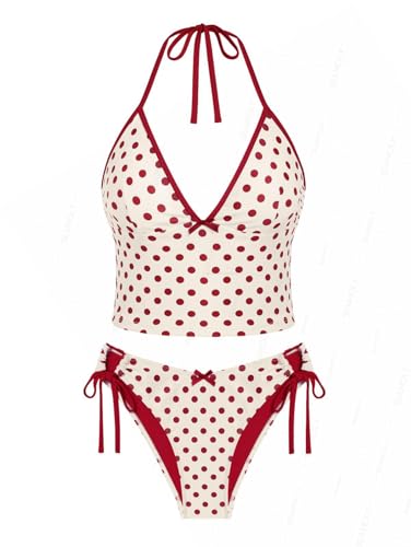 Jacquard Floral & Leopard Tankinis - Tankini Swimsuits for Women with Plunging Neck & Gingham Trim