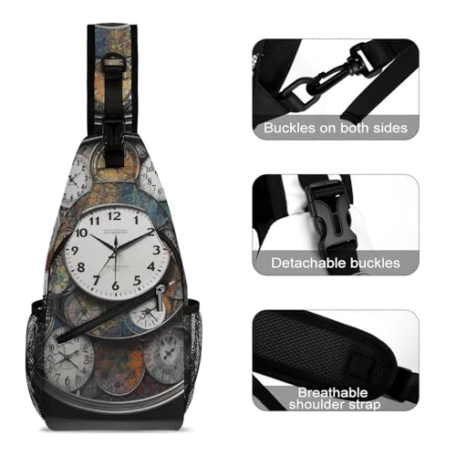 Mochila deportiva Clock Art tipo bandolera para adultos miniatura 3