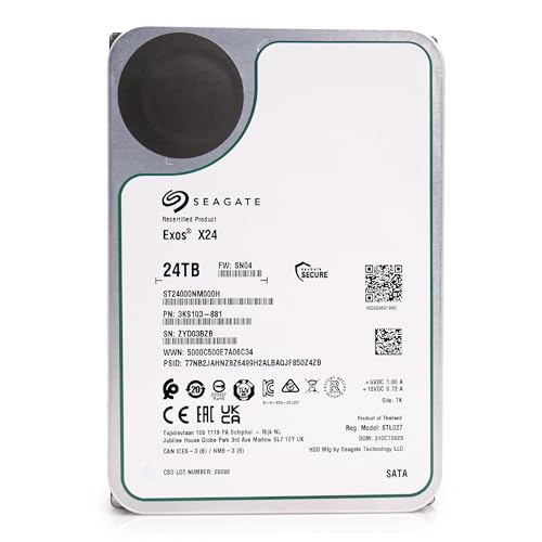 Image of Seagate Exos X24 24TB Enterprise Hard Drive HDD SATA 6Gb /s 512MB Cache 7200 RPM 512e CMR Helium Sealed 3.5in Hard Drive ST24000NM000H