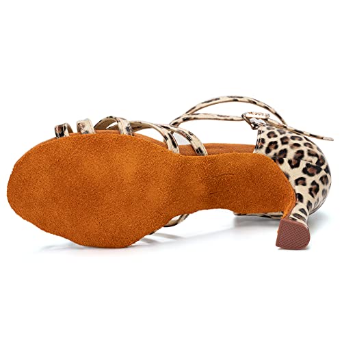 Swdzm T-WZSP802-GB-LEOPARD-8.5CM-41 Women Professional Latin Ballroom Dance Shoes Salsa Ballroom Dancing Shoes Practice Shoes,Leopard,8.5 Us thumb #3