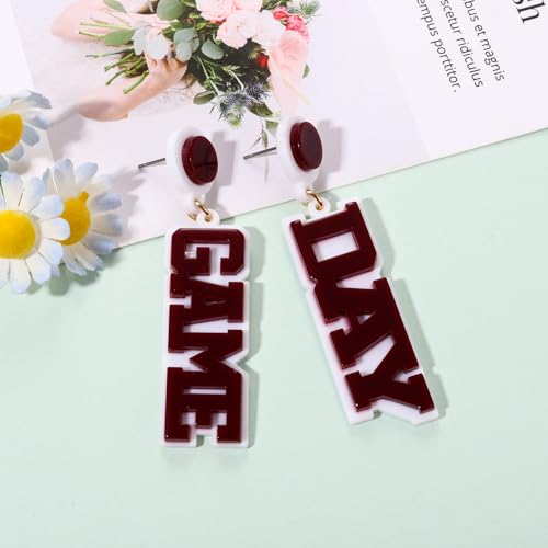 Game Day Earrings for Women, Acrylic Football Earrings Game Day Accessories Team Sports Fan Earrings Football Team Gifts3