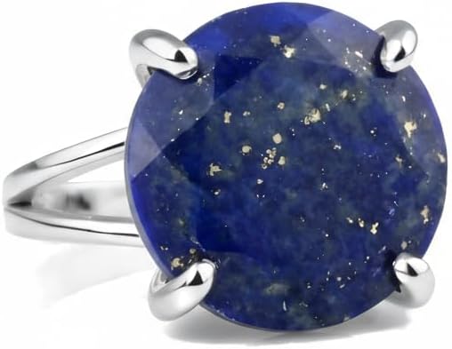 925 Sterling Silver Rings for Women with Lapis Lazuli - Gorgeous September Birthstone in Prong Setting - Thought-Empowering Gemstone - Handcrafted Ring - with Jewelry Box