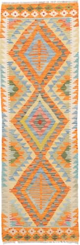 Nain Trading Kelim Afghan 61x196 Handgewebt Orientteppich Läufer Teppich Wolle